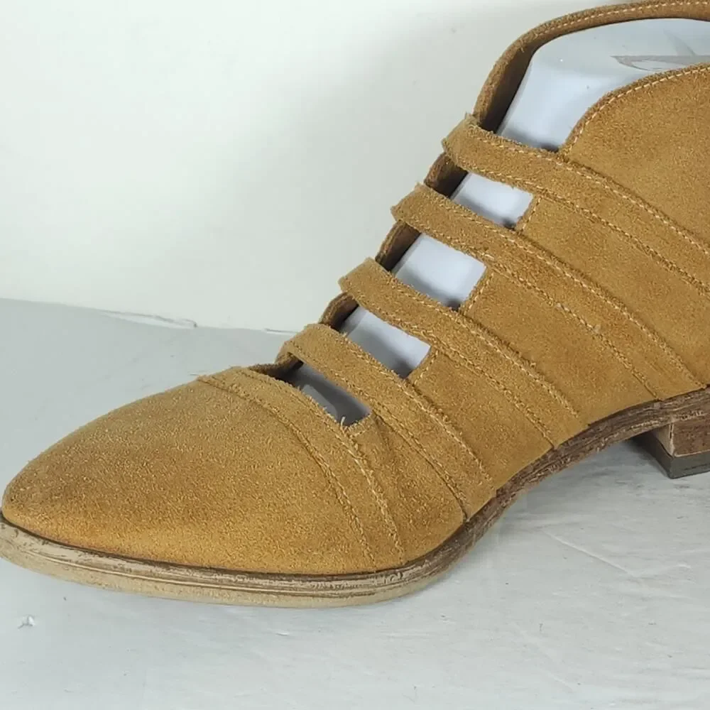 FREE PEOPLE Women's Swept Away 39 US8,5 Tan Suede Cutout Back Zip Ankle Booties - Picture 16 of 16